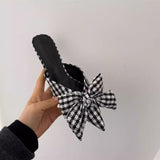 KYLETHOMASW  -  Leopard Print Open Toe Low Heel Women Slippers Butterfly-knot Dress Summer Women's Vacation Shoes