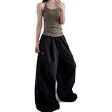 KYLETHOMASW  -  American Retro Lazy Style High Waist Pleated Wide Leg Pants Women Summer Loose Casual Pants Elastic Waist Workwear Trousers