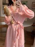 KYLETHOMASW  -  Spring and Summer Thin Morning Gowns Home Clothes Sleepwear That Can Be Worn Outside Women's Autumn Sweet Long Bathrobes