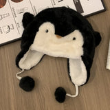 KYLETHOMASW  -  Sweet Hot Girl Cute Penguin Warm Hat Women's Winter Thickened Bomber Hats Fashion Female Trendy Accessories