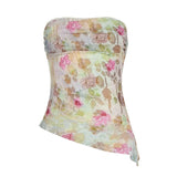 KYLETHOMASW  -  Oil painting print irregular strapless design with high waist and thin style, gentle temperament sleeveless vest