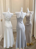 KYLETHOMASW  -  Luxury Slim Fit Long Dresses Elegant Sexy White Cambridge Blue Evening Dresses Spring Neck-Mounted Backless Mermaid Vestidos