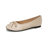 KYLETHOMASW  -  Round Toe French Style Satin Female Sandals Shallow Bow Decoration Soft Insole Ladies Flat Shoes Ballet Shoes Femme Single Shoes