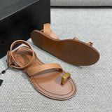 Kylethomasw Women's Beach Sandals Pullover 2024 New Slotted Strap Sandals Women Flat Roman Clip-toe Sandals Women Casual