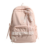 KYLETHOMASW  -  Women's Nylon Lace Bow Backpack Sweet Fresh Aesthetic Daily School Casual Book Bags New Fashion Student Back Packs