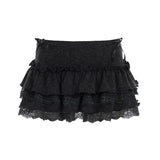 KYLETHOMASW  -  Sweet Slight Strech Solid  Low Waist All Match Folds Short Edible Tree Fungus Knitted Skirts
