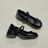 KYLETHOMASW  -  Cute Thick Heel Women Mary Jane Shoes Ladies Concise Outdoor Butterfly-knot Pumps 2026 New Spring Women's Leather Single Shoes