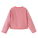 KYLETHOMASW  -  European and American style winter new round neck zipper retro red plaid warm cotton jacket