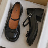 KYLETHOMASW  -  New Style Women Pumps Mary Janes Shoes Fashion Elegant Chunky Platform High Heels Women Shoes Bow Ankle Buckle Party Shoes