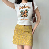 KYLETHOMASW  -  Yellow Butterfly Print Short Skirt Women Hip Hugging Sexy American Retro Summer A Line