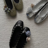 KYLETHOMASW  -  Exclusive design round-head rivet low-cut single shoe for women, new style, casual flat ballet shoes