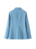 Kylethomasw  Spring Fashion Denim Blazer For Women Solid Long Sleeves Pockets Lapel Single Button Jacket Female Loose Causal Coat