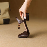 KYLETHOMASW  -  2025 Vintage Women Sandals Square Toe Thick Heels 3.5cm Buckle Strap Breathable Small Size 31 32 33 Sweet Daily Shoes