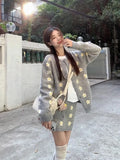 KYLTHOMASW  -  Sweet Hot Girl Knitted Suit Women's Autumn and Winter O-neck Loose Cardigan Wrap Hip Skirt Two-piece Set Fashion Female Clothes