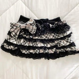 KYLETHOMASW  -  Y2k Aesthetic Spliced Lace Japanese Kawaii Skirt Constrast Color Lace Edge Tiered Cake Skirts Fashion Preppy Style Bow Punk Jupe