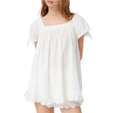 KYLETHOMASW  -  Womens Tie Back Tops Round Neck Ruffle Short Sleeve Shirts Cute Tee Summer Trendy Tunic