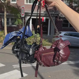 KYLETHOMASW  -  Korean Brand Women's Shoulder Bag Retro Rivet Underarm Bag 2025 Zipper Design Motorcycle Bag High Quality Large Capacity Handbag