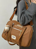 KYLETHOMASW  -  Vintage Casual Canvas Shoulder Bag Women Harajuku Aesthetic Zipper White Handbag Tote Bag Female Retro Crossbody Bags
