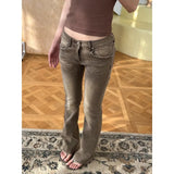 KYLETHOMASW  -  American Retro Y2k Millennial Hottie Low-rise Jeans Children Washed Maillard Brown Pussy Whisker Floor Pants