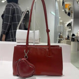 KYLETHOMASW  -  Korean Style Red Shoulder Bags Purse Women Versatile Pu Leather Y2k Handbag Ladies Large Capacity Underarm Bag