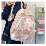 KYLETHOMASW  -  Women Students Contrast Color Patchwork Schoolbags Casual All Match Letter Printing Backpack Fashion Y2k Aesthetic Ins Backpacks