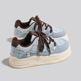 KYLETHOMASW  -  Women's Thick Bottom Sneakers Casual Spring New Style Large Head Fashionable Bread Versatile Flat Shoes Round Toe Ultra Leather