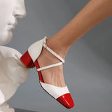 KYLETHOMASW  -  Ladies Pumps 2025 Sweet Toe 4.5cm Heels Patent Leather Buckle Big Size Date Summer Red C2234
