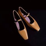 KYLETHOMASW  -  Summer Women's Genuine Leather Mary Jane Shoes Sandals Fashion Buckle with Square Toe Soft Bottom ladies Shoes