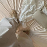 KYLETHOMASW  -  New Korean style round-toe braided openwork flat low-cut single shoes for women, retro thick heel slip-on sandals