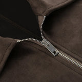 KYLETHOMASW  -  Fashion Lapel Collar Zipper Jacket Women's Casual Solid Suede Full Sleeve Coat 2025 Lady Autumn Chic High Street Outwear