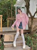 KYLETHOMASW  -  Pink Shirts Stripes All Match Streetwear Women Spring Lazy Style Chic Loose Fashion New Office Lady Casual