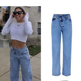 Kylethomasw  -  New Women's High-waist Solid Jeans Flared Large Size Casual Fashion Irregular Autumn and Winter Wide-leg Skinny Jeans for Women