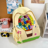 KYLETHOMASW  -  Letter Hot Air Balloon Print Bag Mochila University Student Mochilas Mujer Casual Commuter Bolsas Bags for Woman Backpack