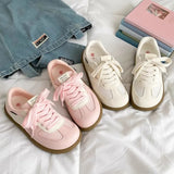 KYLETHOMASW  -  Women Retro Flat De Xun Sneakers Breathable Mesh Splicing White Beige Gum Sole Low Top Lace Up Casual Street Walking Shoes