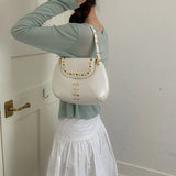 KYLETHOMASW  -  Women's Silver Leather Rivet Decor Shoulder Bag Fashion Personalized Aesthetic Daily Street Crossbody Bags Small Handbags