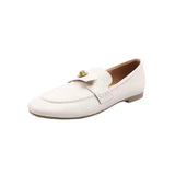 KYLETHOMASW  -  New Women Genuine Calfskin Slip On Round Toe Square Heel Shallow Casual Spring Outdoor Ladies Shoes