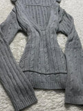 KYLETHOMASW  -  Autumn Winter Lazy Sweaters Mujer Long Sleeve Deep V-neck Hoodie Top for Women Fashion Simple Slim Waist Knitted Pullover