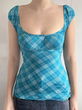 KYLETHOMASW  -  Small Fresh Pure Desire Style Pattern Square Neck Short Sleeve T-shirt Summer New Tight Elastic Sexy Knitted Top