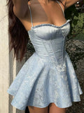 KYLETHOMASW  -  Elegant Slim Fit A-Line Trim Women Dresses Summer French Chic Camisole Holiday Style Frock