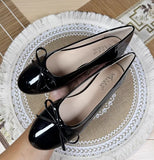KYLETHOMASW  -  Women Round Toe Ballet Flats Spongy Bottom  Hot New 2024 Italian Shoes Patent Leather Classic Bow-Knot Dressing Slip-On 34 48 47