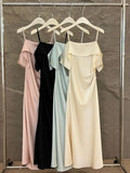 KYLETHOMASW  -  Summer Elegant Women Spaghetti Strap Dress Solid Y2K Sleeveless A-Line Princess Prom Wedding Evening Pirty Backless Clothes