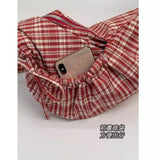 KYLETHOMASW  -  Korean Plaid Hobos Bag High Capaci Bolsos mujer College Style Shoulder Bags for Woman Commuter Sac Femme Lace-up Bolsas Bolsa