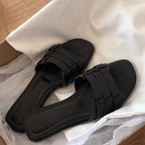 KYLETHOMASW  -  Flat Bottomed Slippers for Women New Anti Slip Woven One Word Sandals Women's Summer Outdoor Wear Beach Slippers for Women
