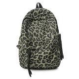 KYLETHOMASW  -  Women's Leopard Print Canvas Backpack Drawstring Decor Adjustable Strap Casual Daily School Travel Bag New Trend Back Pack