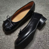 KYLETHOMASW  -  Spring Summer Microfiber Leather Split Toe Women Pumps Fashion Pleated 3.5cm Low Heeled Tabi Soft Soles Loafers Shoes