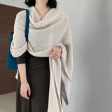 KYLETHOMASW  -  Spring Summer Women's Knitted Thin Scarf Poncho Elegant Wraps Bascis Cloak Stylish Tops