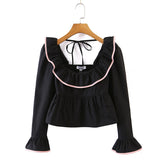 KYLETHOMASW  -  Vintage blouses for women fashion 2024 white ruffle top elegant korean fashion long sleeve blouses women casual shirts elegant