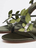 KYLETHOMASW  -  Summer New Style Fashion-able Flower Decorated High Heels Women's Thin Heel Open Toe Sandals