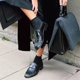 KYLETHOMASW  -  Fashion Pleated Design Women's Loafers Comfort Low-Heel Flats for Women Elegant Leather PU Autumn Casual Shoes Zapatos De Mujer