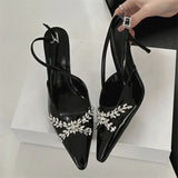 KYLETHOMASW  -  Design Sexy CRYSTAL Rhinestone Women Pumps Buckle Strap Banquet Thin High Heels Prom Sandals Mule Shoes Zapatos De Mujer